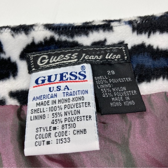 GUESS | VTG Black White Blue Animal Print Mini Skirt 29 - Picture 3 of 7